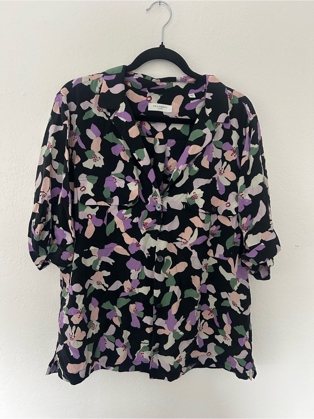 Equipment printed 100% silk blouse